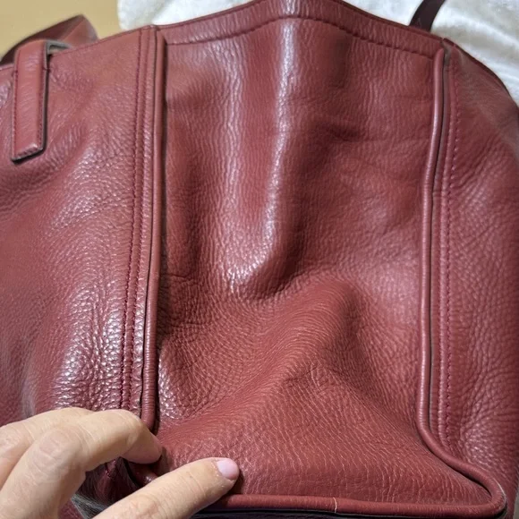 Cole Haan Burgundy Leather Tote with Tassel - Picture 13 of 14